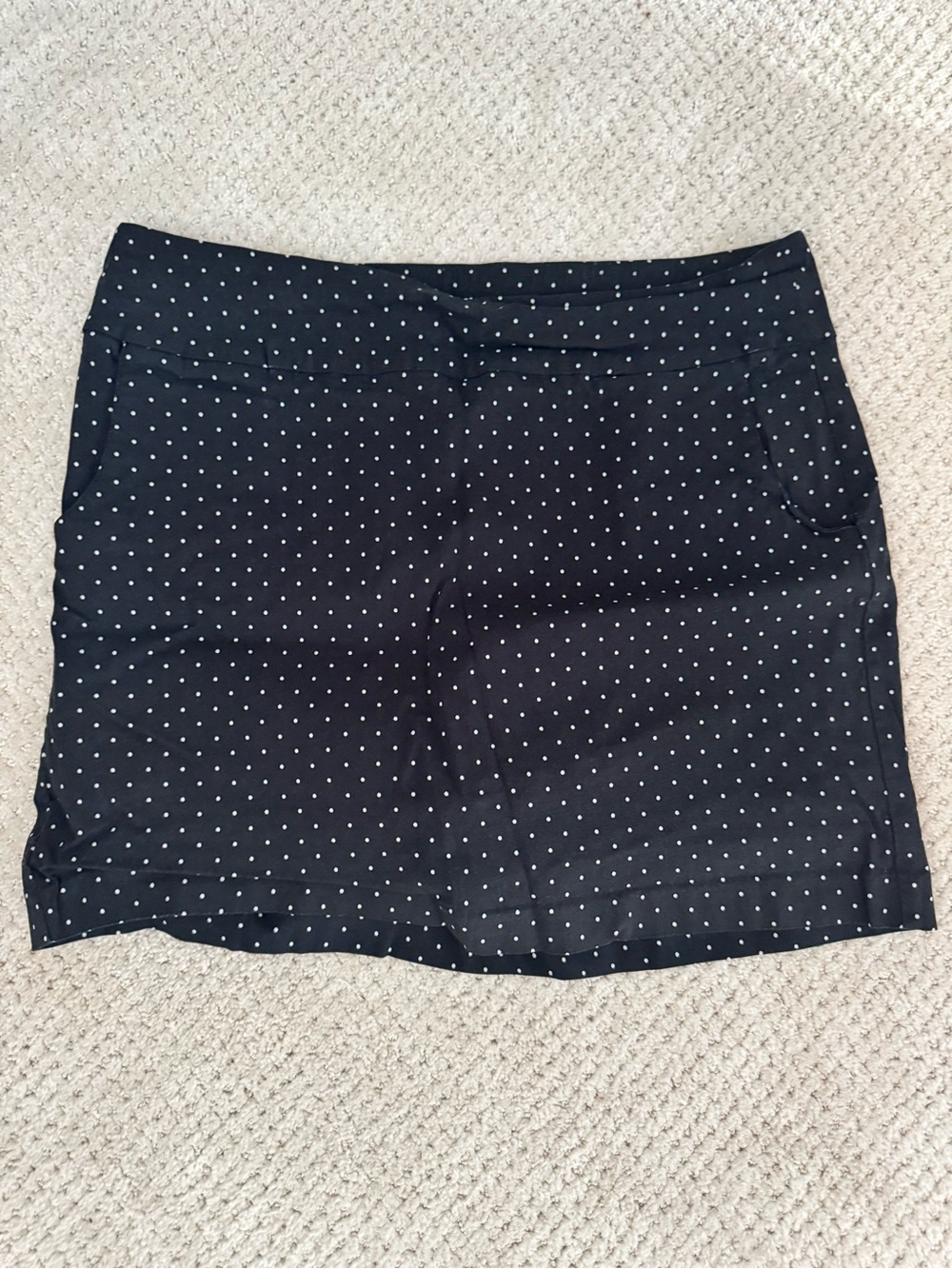Zac & Rachel Black Mini Skirt with built in undershorts with White Polka Dots